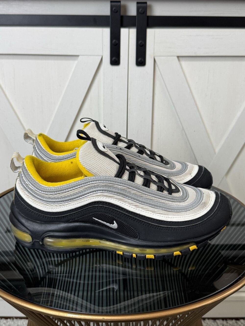 Nike Air Max 97 GS Black Yellow White Sneakers 921522-005 Size 7Y Women’s 8